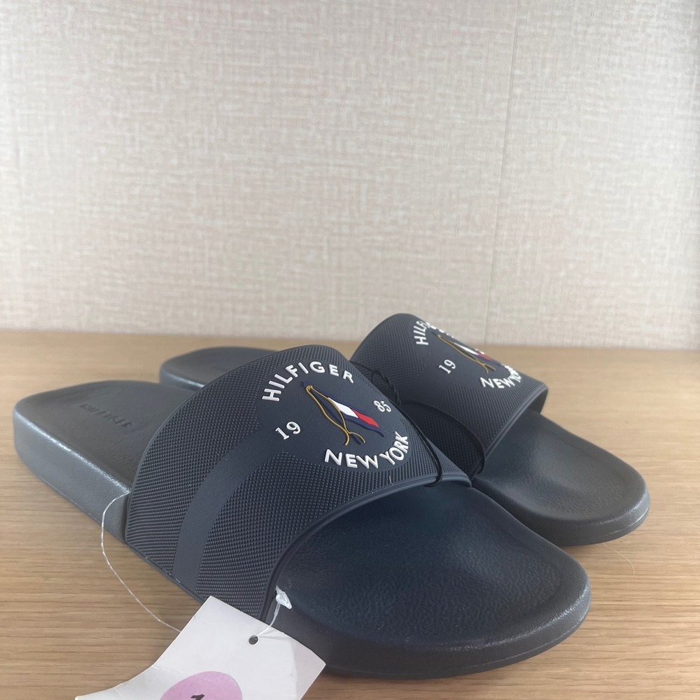 Tommy Hilfiger Mens Enters-C Navy Blue New York Logo Slide Sandals 12M